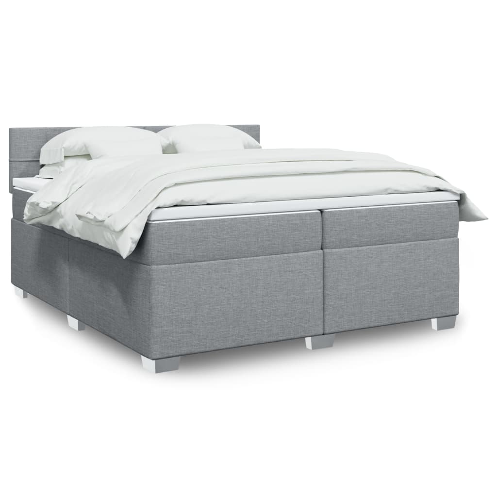 Boxspringbett Mit Matratze Stoff Hellgrau