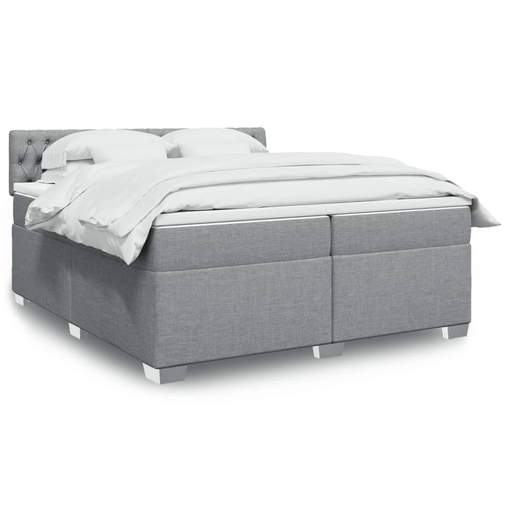 Boxspringbett Mit Matratze Stoff Hellgrau