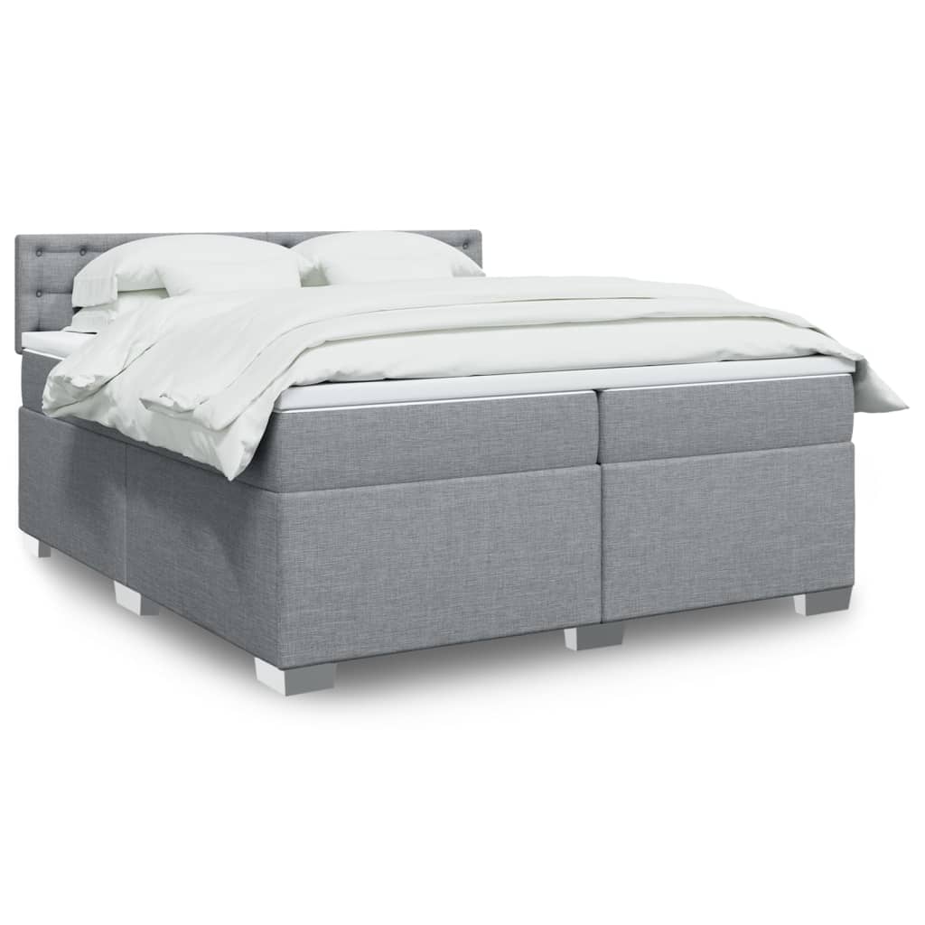 Boxspringbett Mit Matratze Stoff Hellgrau