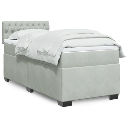 Boxspringbett Mit Matratze Samt Hellgrau