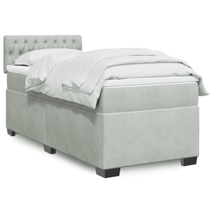 Boxspringbett Mit Matratze Samt Hellgrau