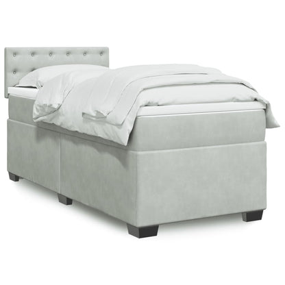 Boxspringbett Mit Matratze Samt Hellgrau