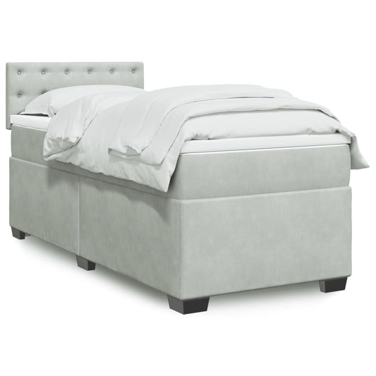 Boxspringbett Mit Matratze Samt Hellgrau