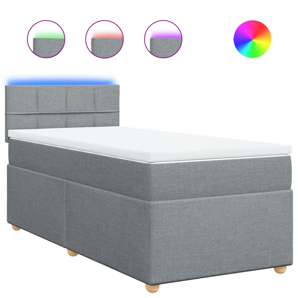 Boxspringbett Mit Matratze Stoff Hellgrau