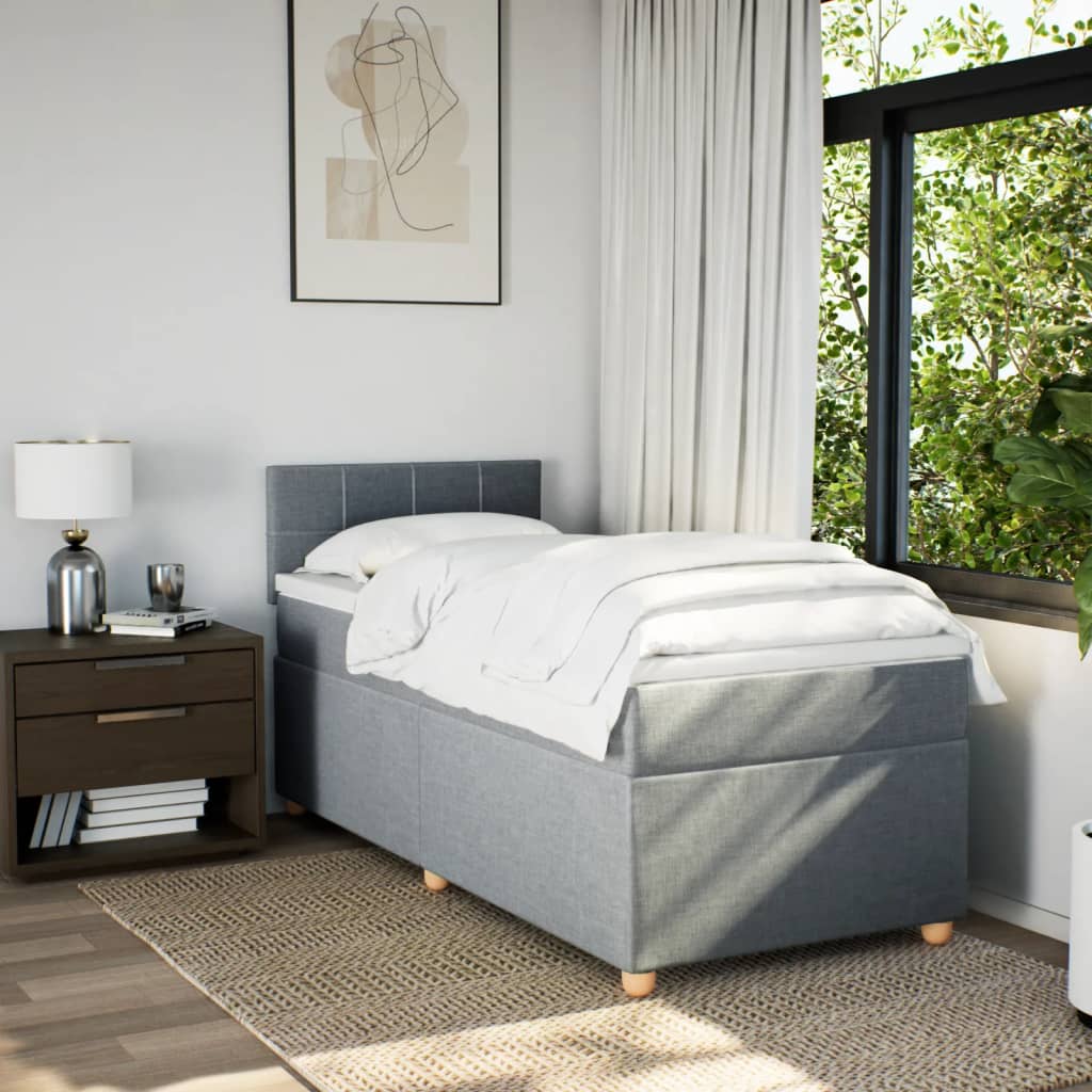 Boxspringbett Mit Matratze Stoff Hellgrau