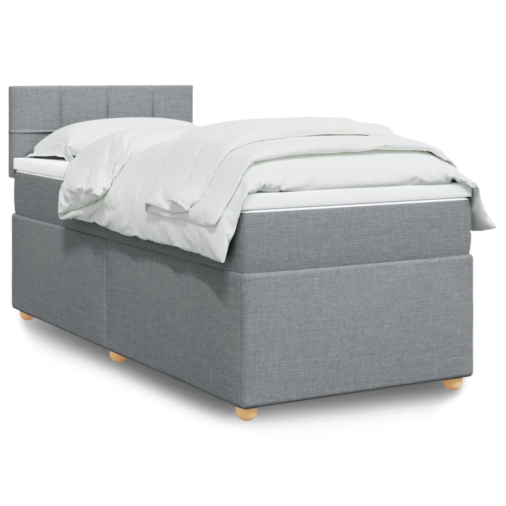 Boxspringbett Mit Matratze Stoff Hellgrau