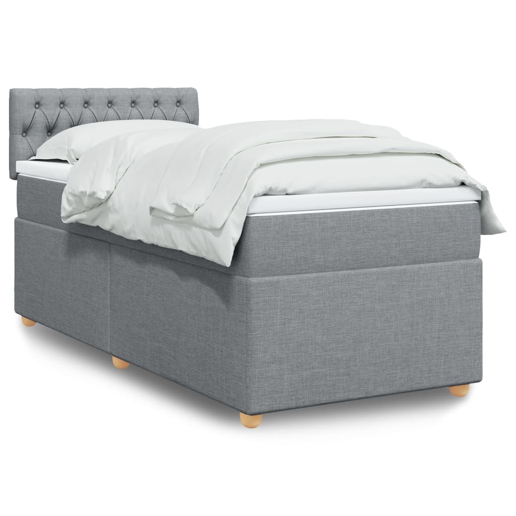 Boxspringbett Mit Matratze Stoff Hellgrau
