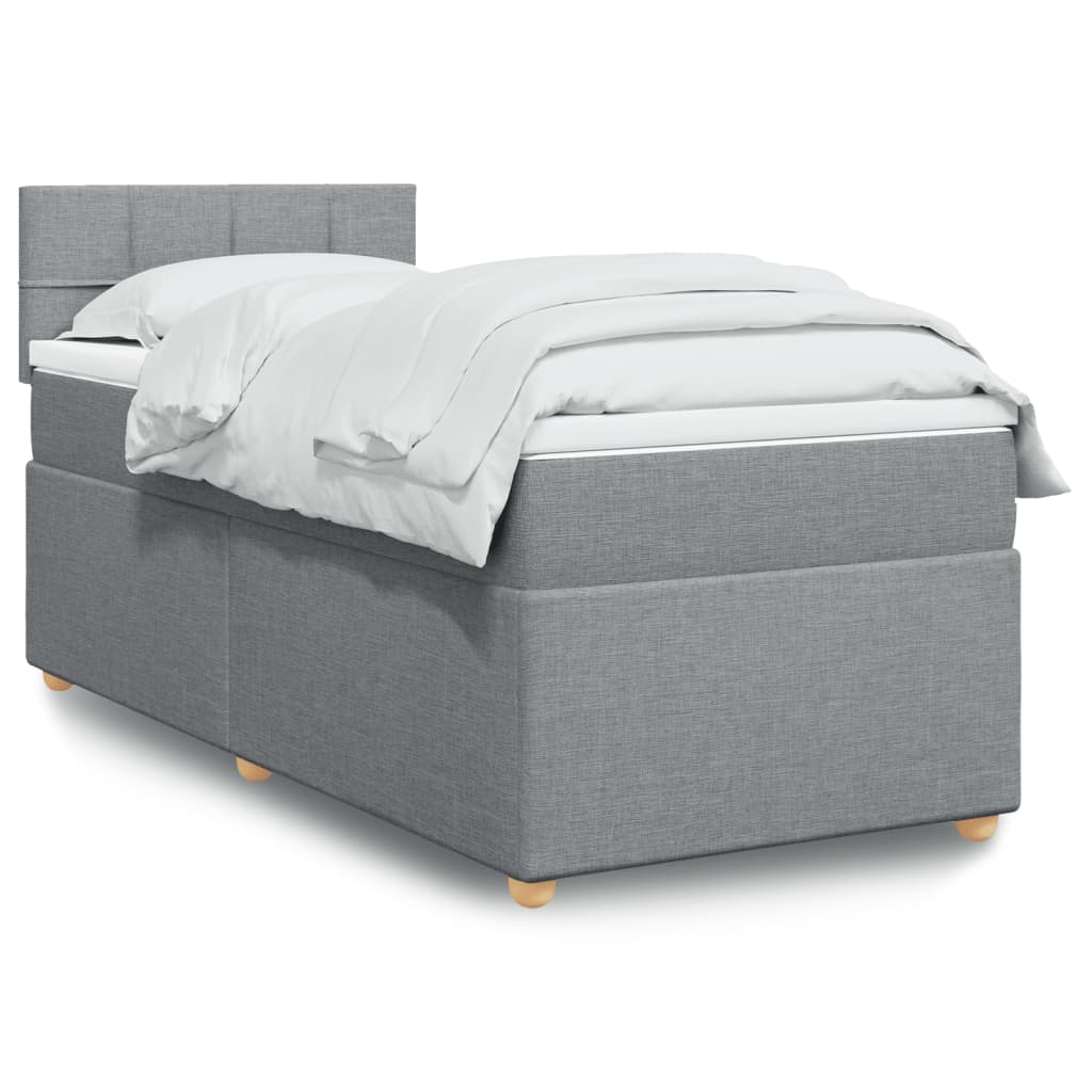 Boxspringbett Mit Matratze Stoff Hellgrau