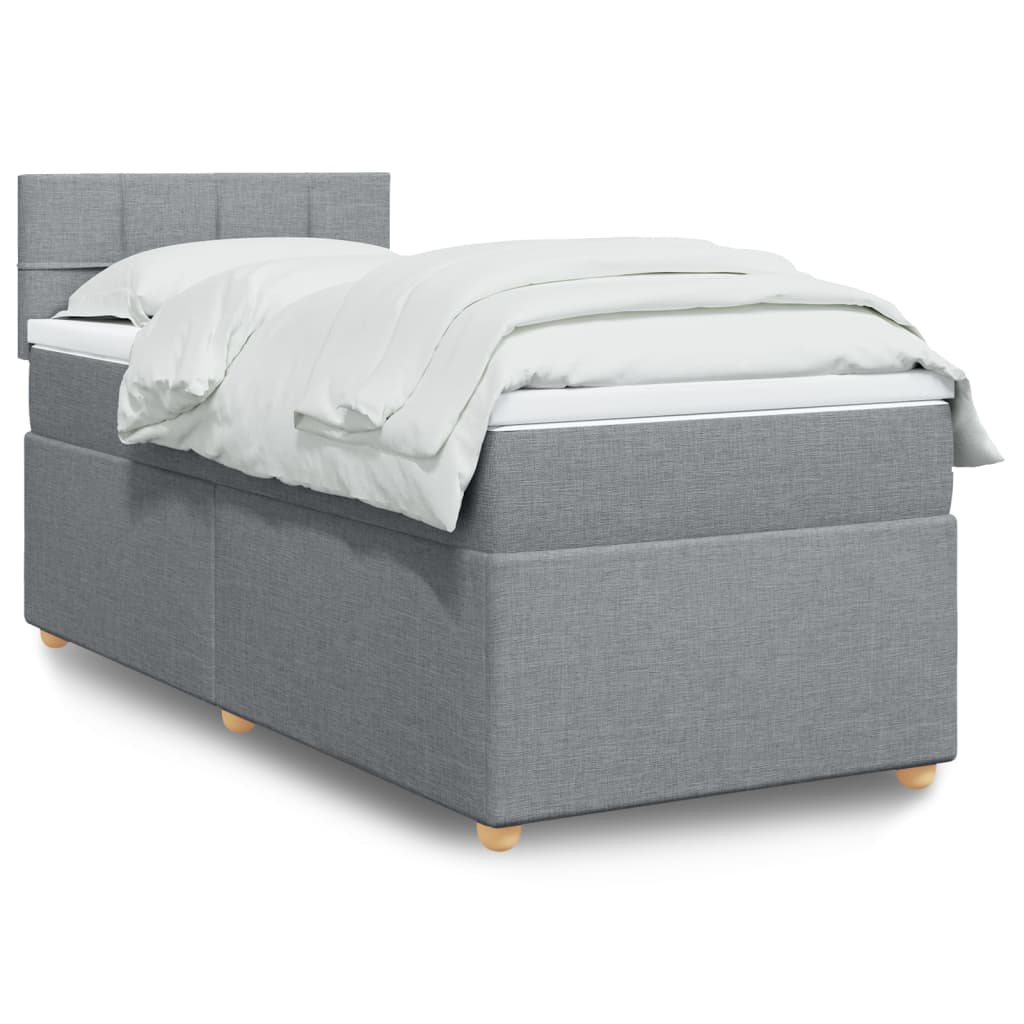 Boxspringbett Mit Matratze Stoff Hellgrau