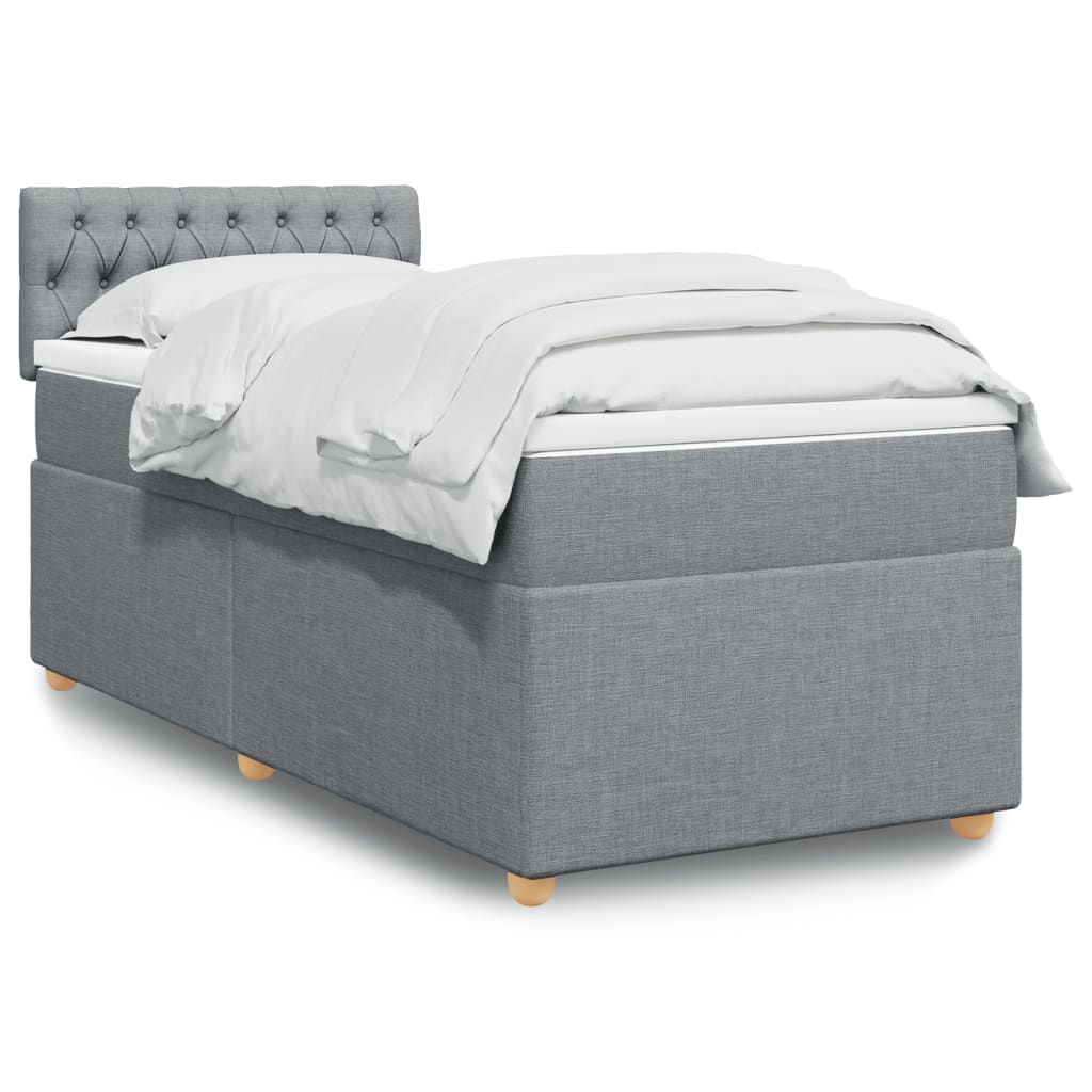Boxspringbett Mit Matratze Stoff Hellgrau