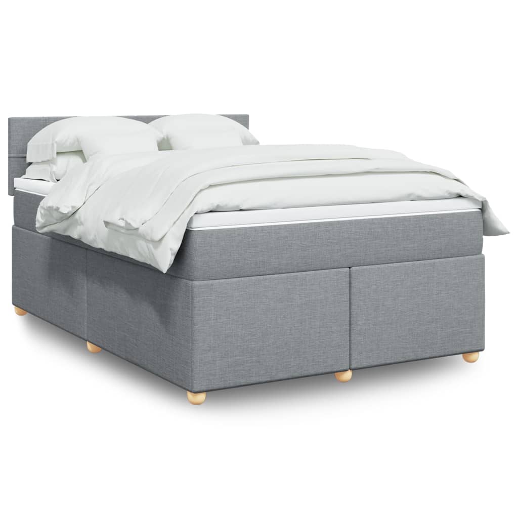Boxspringbett Mit Matratze Stoff Hellgrau