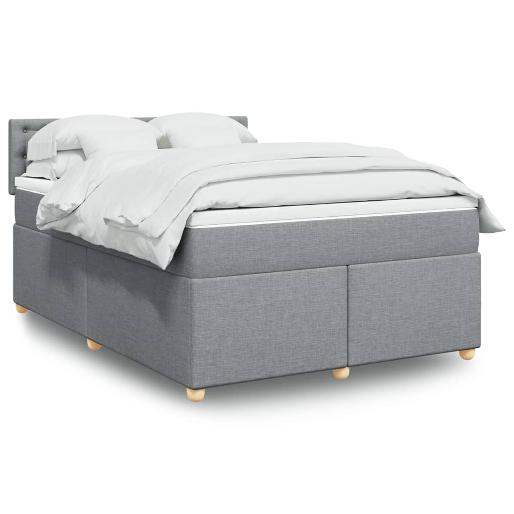 Boxspringbett Mit Matratze Stoff Hellgrau