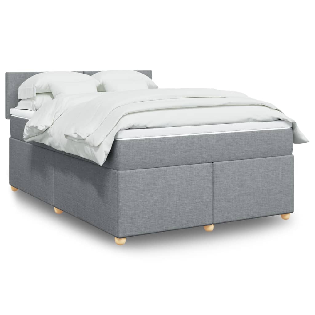 Boxspringbett Mit Matratze Stoff Hellgrau