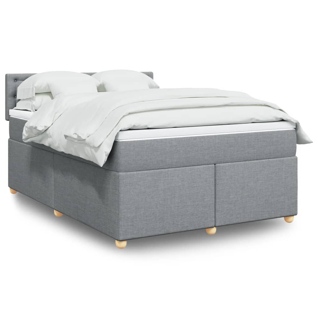 Boxspringbett Mit Matratze Stoff Hellgrau