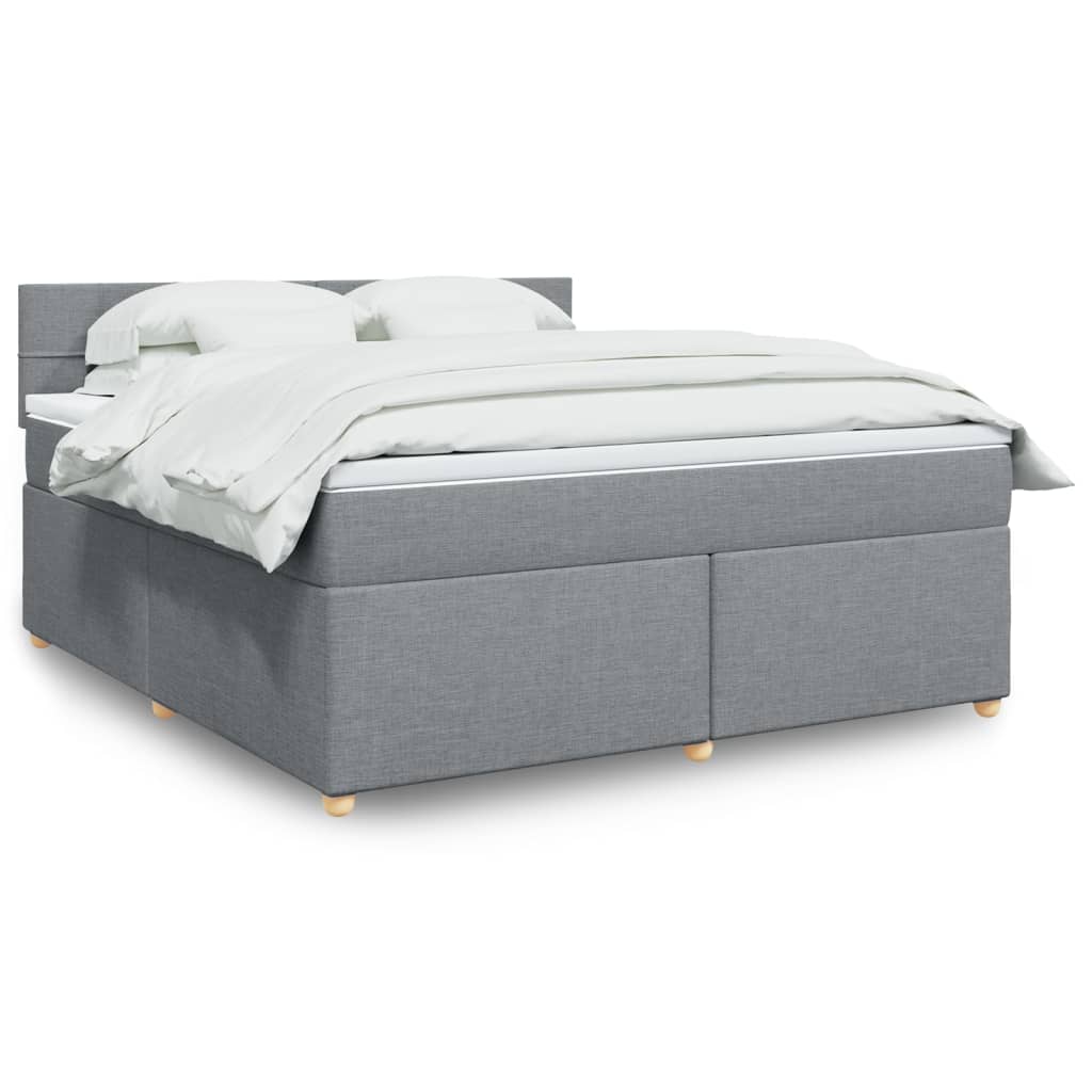 Boxspringbett Mit Matratze Stoff Hellgrau