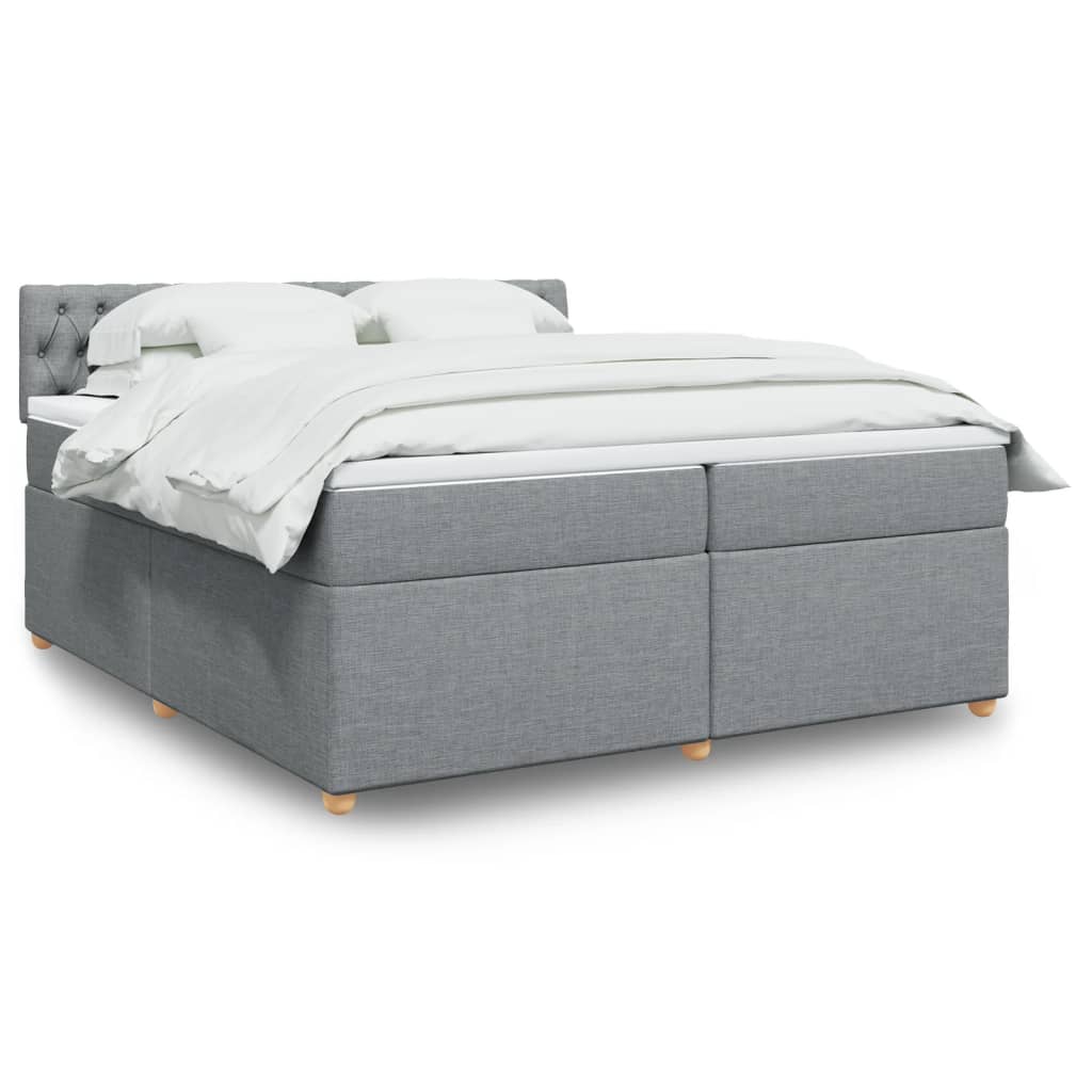 Boxspringbett Mit Matratze Stoff Hellgrau