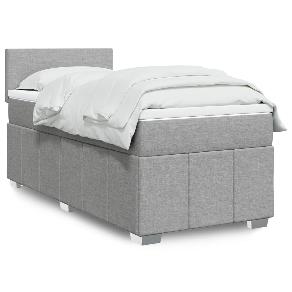 Boxspringbett Mit Matratze Stoff Hellgrau