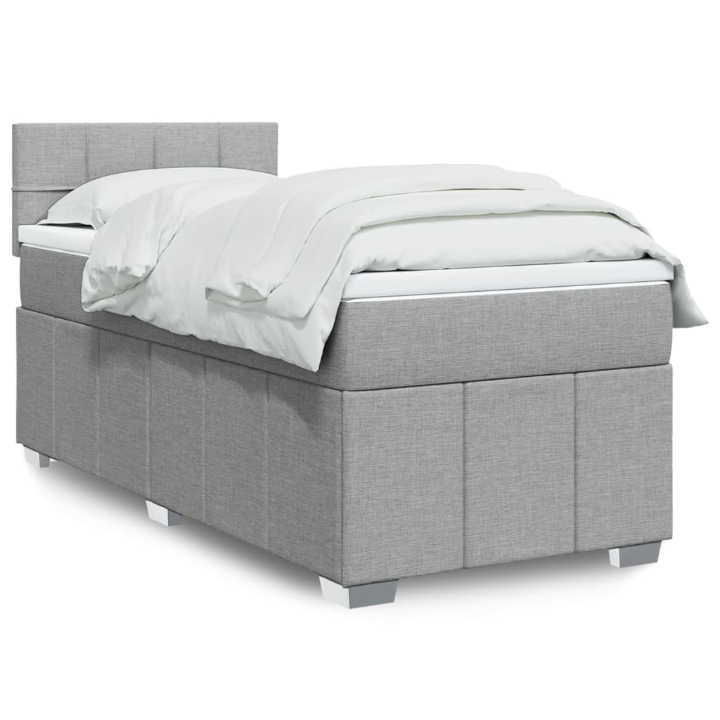 Boxspringbett Mit Matratze Stoff Hellgrau