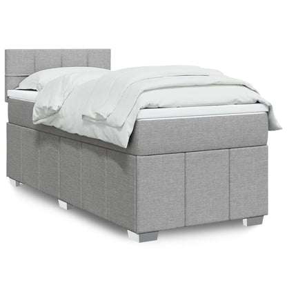 Boxspringbett Mit Matratze Stoff Hellgrau