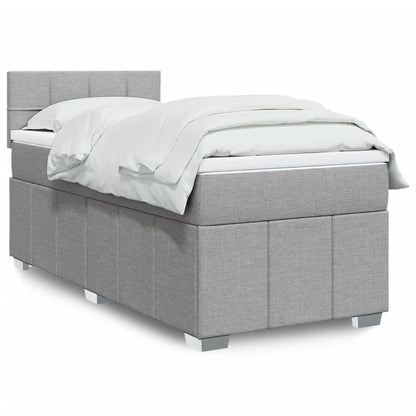 Boxspringbett Mit Matratze Stoff Hellgrau