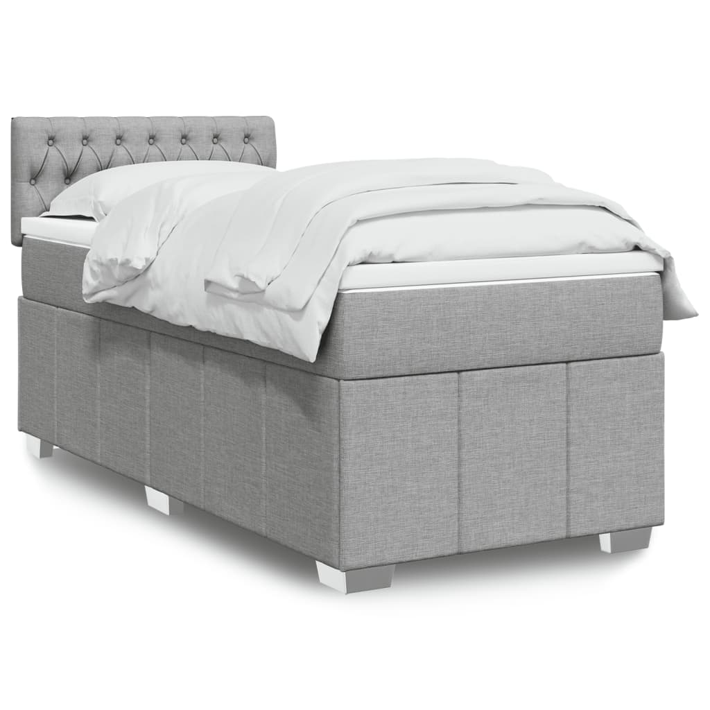 Boxspringbett Mit Matratze Stoff Hellgrau