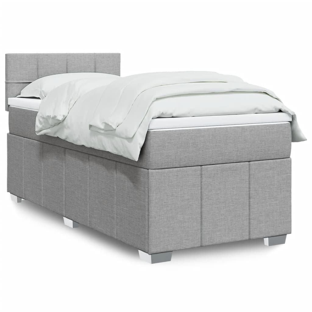 Boxspringbett Mit Matratze Stoff Hellgrau