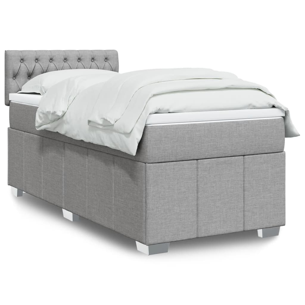 Boxspringbett Mit Matratze Stoff Hellgrau