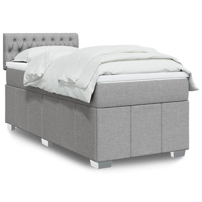 Boxspringbett Mit Matratze Stoff Hellgrau