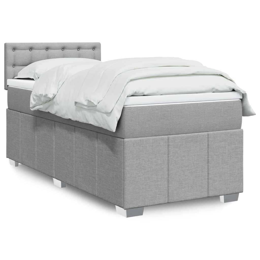 Boxspringbett Mit Matratze Stoff Hellgrau