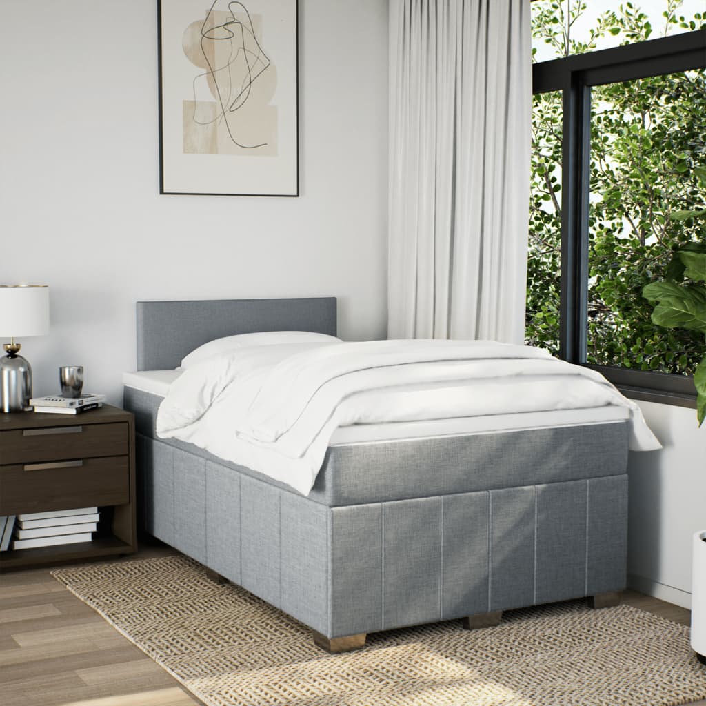 Boxspringbett Mit Matratze Stoff Hellgrau