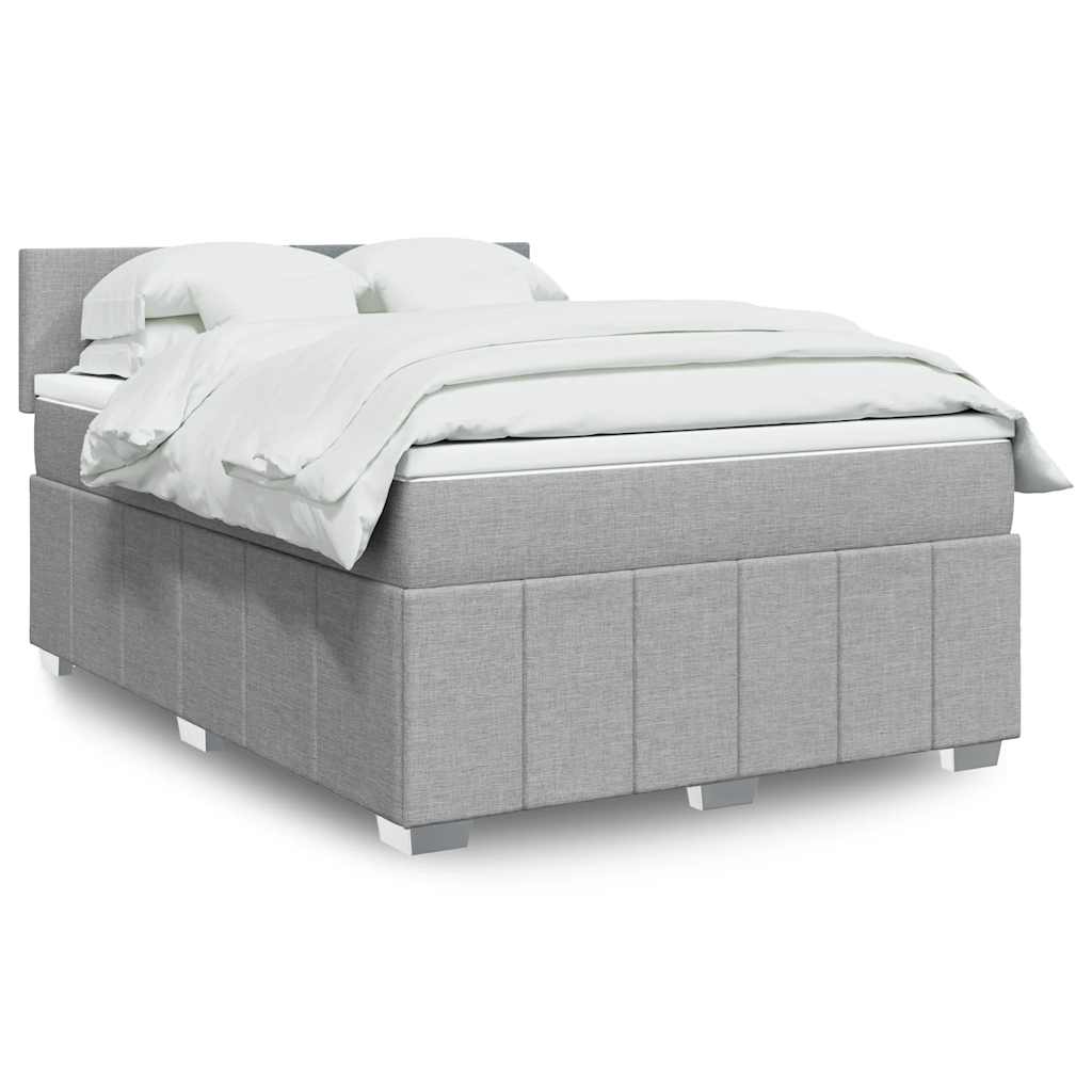Boxspringbett Mit Matratze Stoff Hellgrau