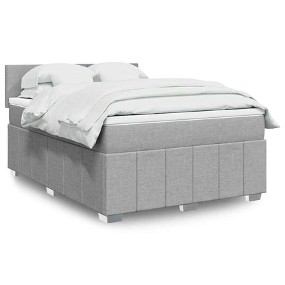 Boxspringbett Mit Matratze Stoff Hellgrau