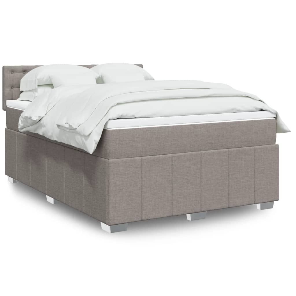 Boxspringbett Mit Matratze Stoff Taupe