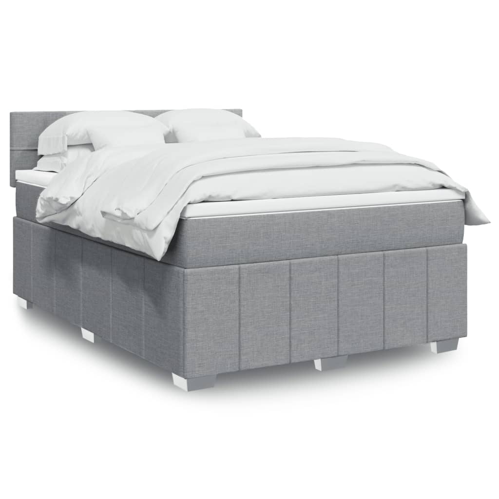 Boxspringbett Mit Matratze Stoff Hellgrau