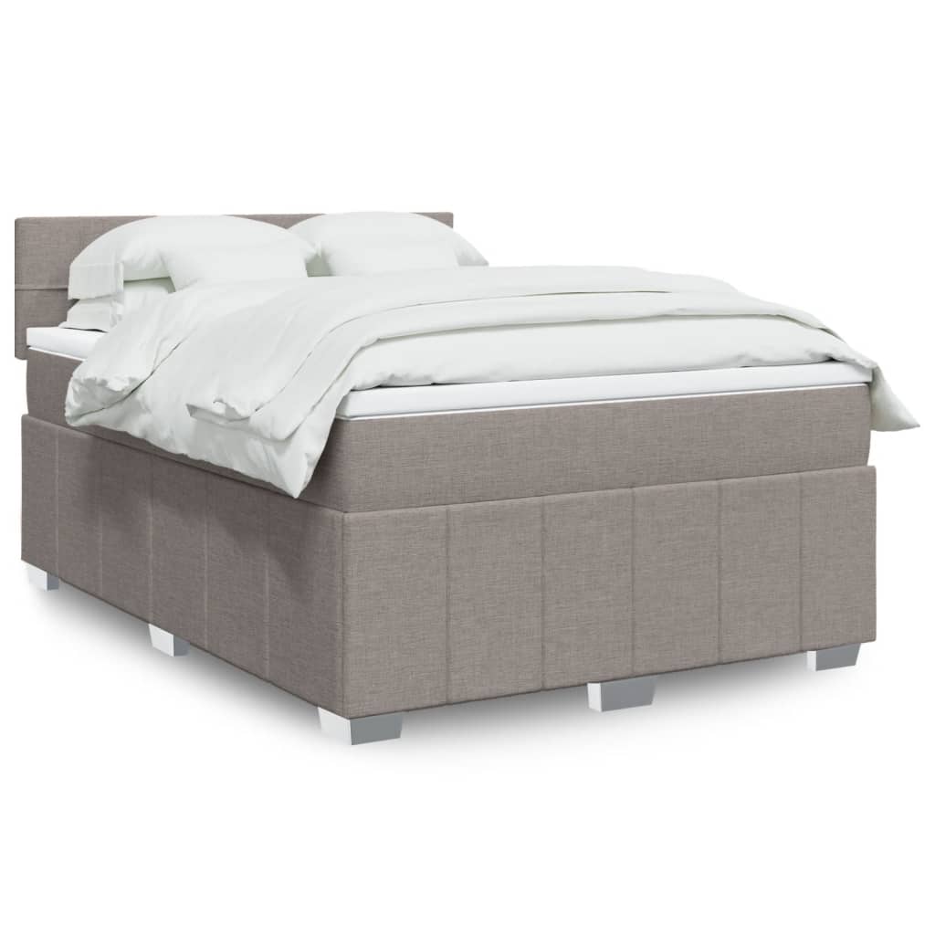 Boxspringbett Mit Matratze Stoff Taupe