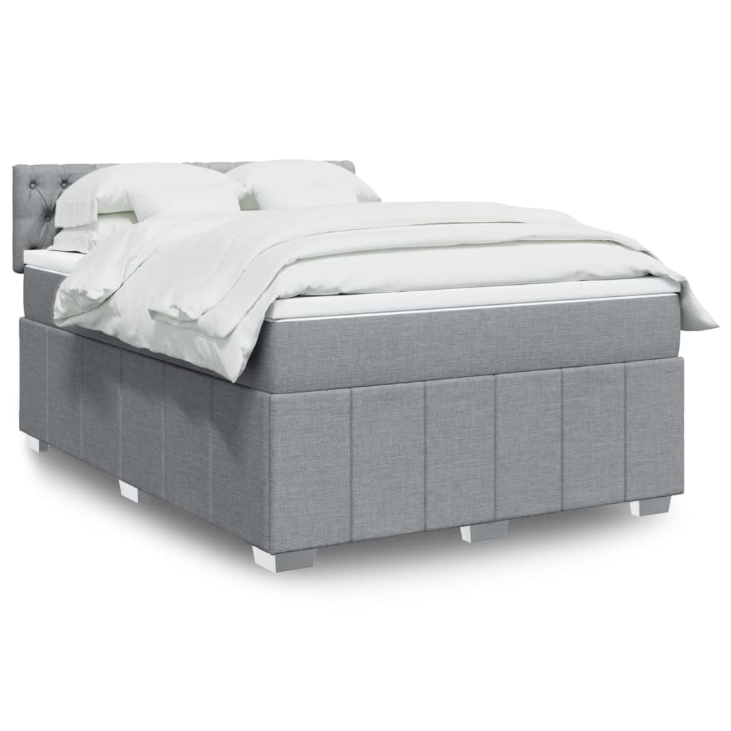 Boxspringbett Mit Matratze Stoff Hellgrau