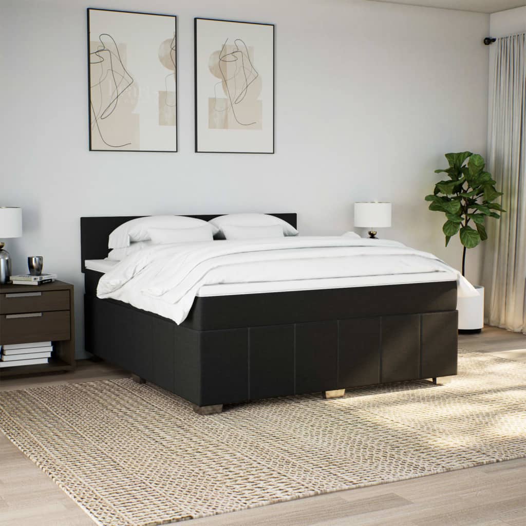 Boxspringbett Mit Matratze Stoff Schwarz