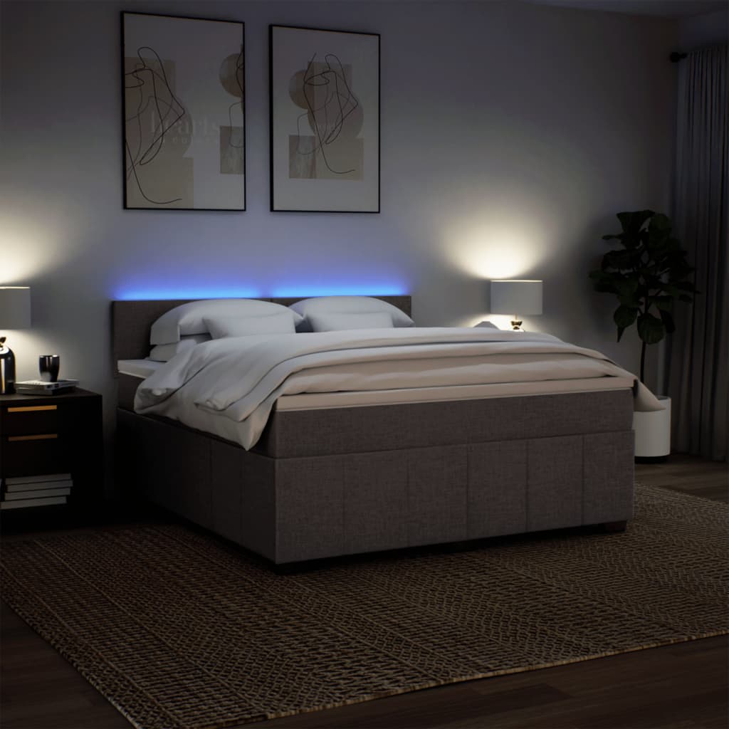 Boxspringbett Mit Matratze Stoff Taupe