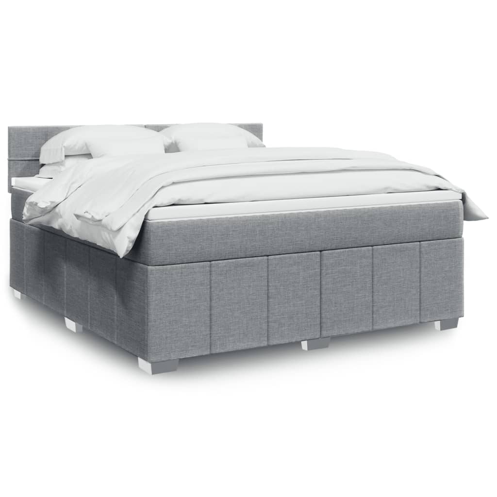 Boxspringbett Mit Matratze Stoff Hellgrau