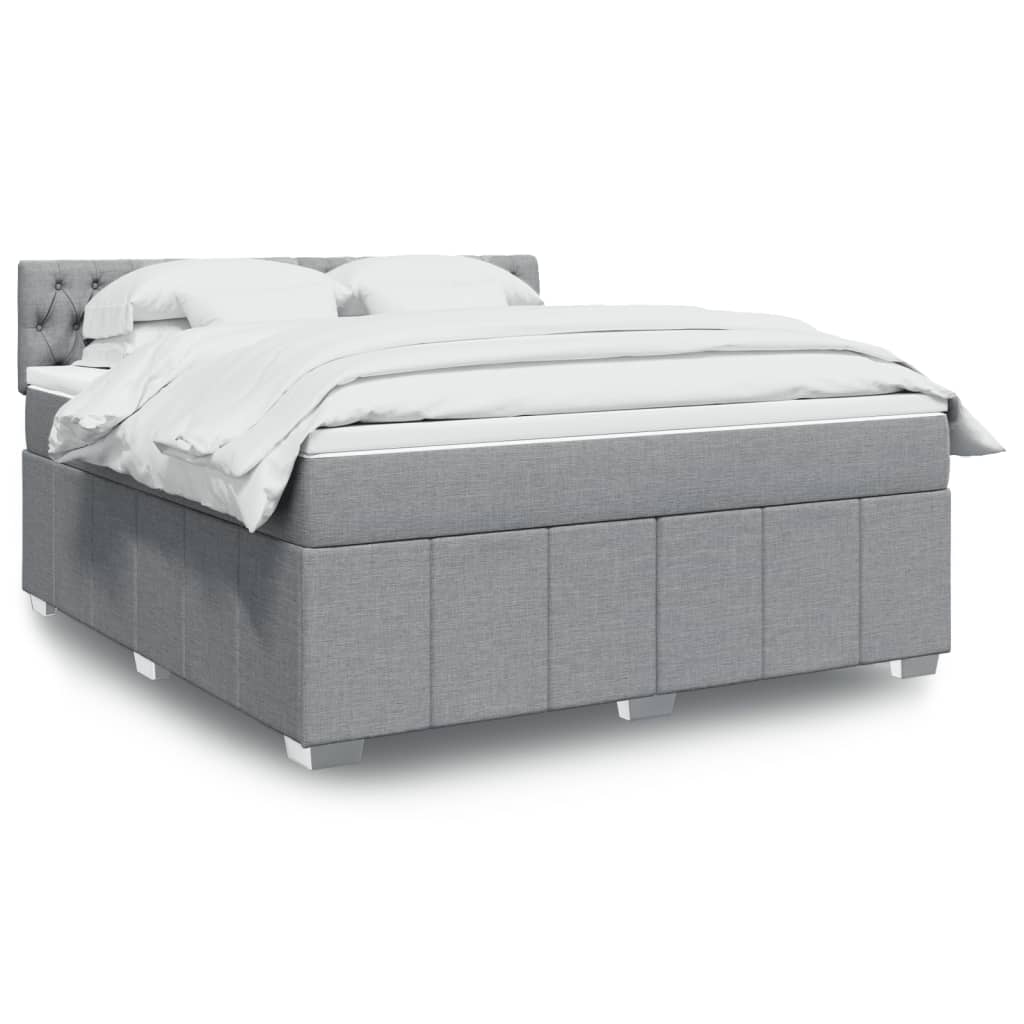 Boxspringbett Mit Matratze Stoff Hellgrau