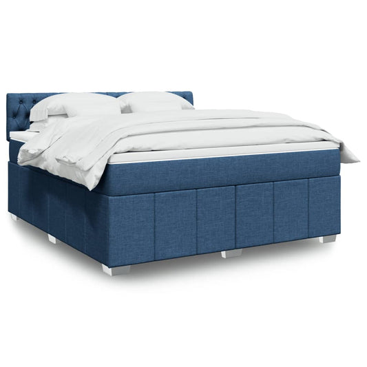 Boxspringbett Mit Matratze Stoff Blau
