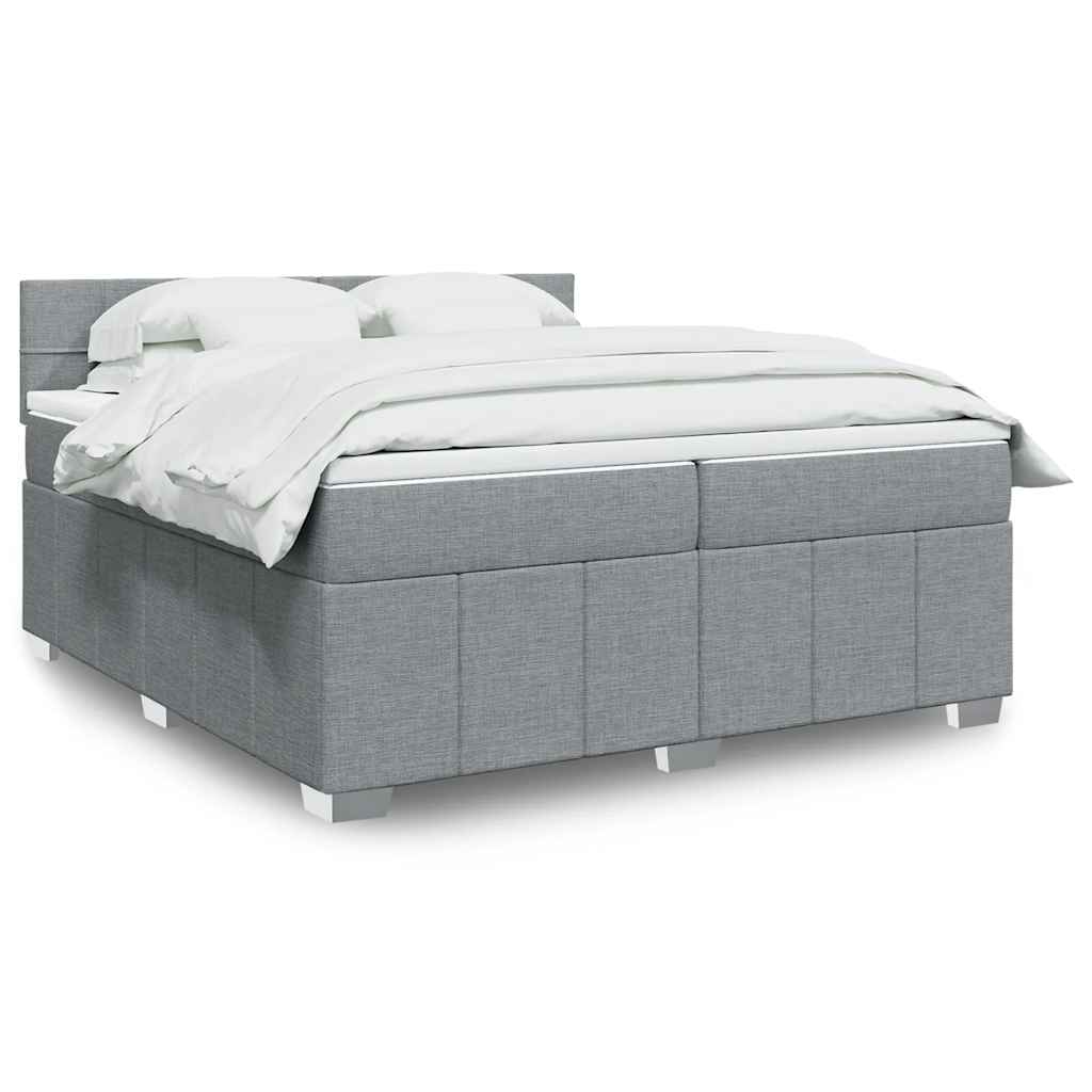 Boxspringbett Mit Matratze Stoff Hellgrau