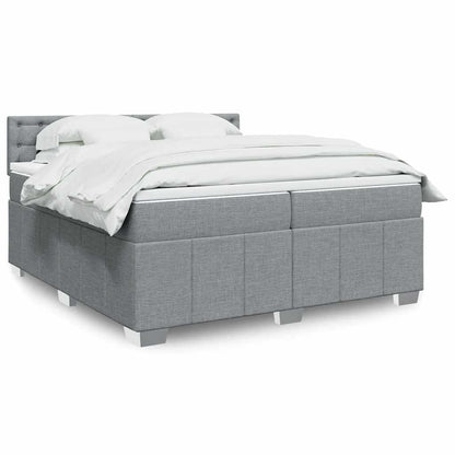 Boxspringbett Mit Matratze Stoff Hellgrau