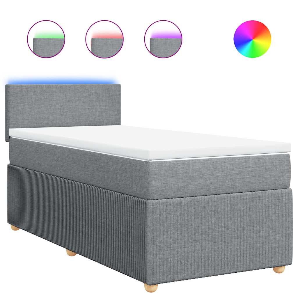 Boxspringbett Mit Matratze Stoff Hellgrau