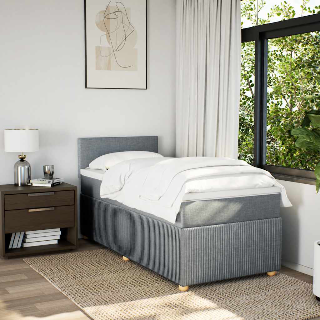 Boxspringbett Mit Matratze Stoff Hellgrau