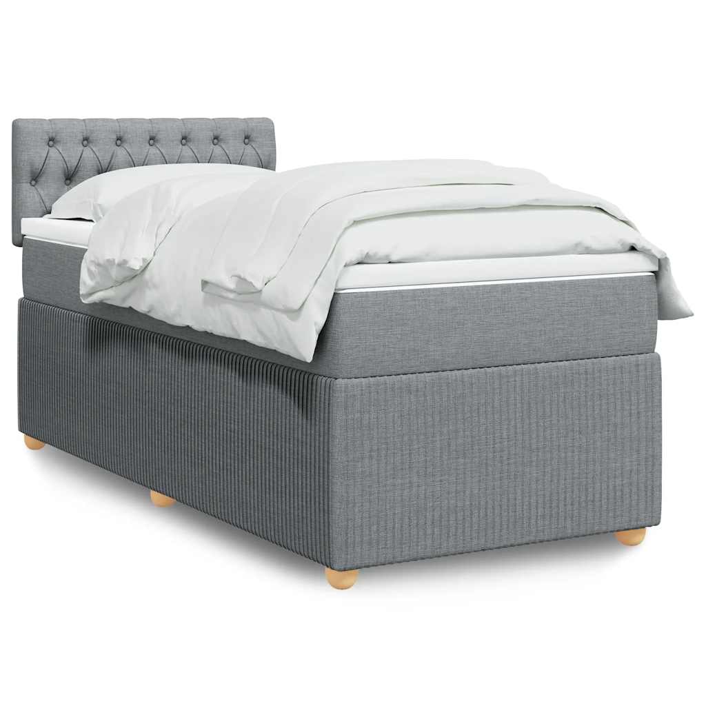 Boxspringbett Mit Matratze Stoff Hellgrau