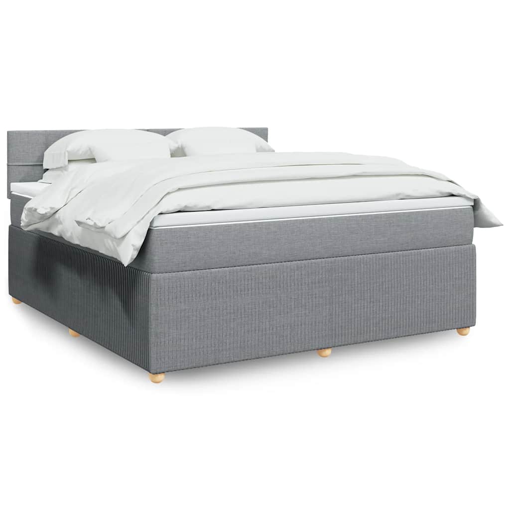 Boxspringbett Mit Matratze Stoff Hellgrau