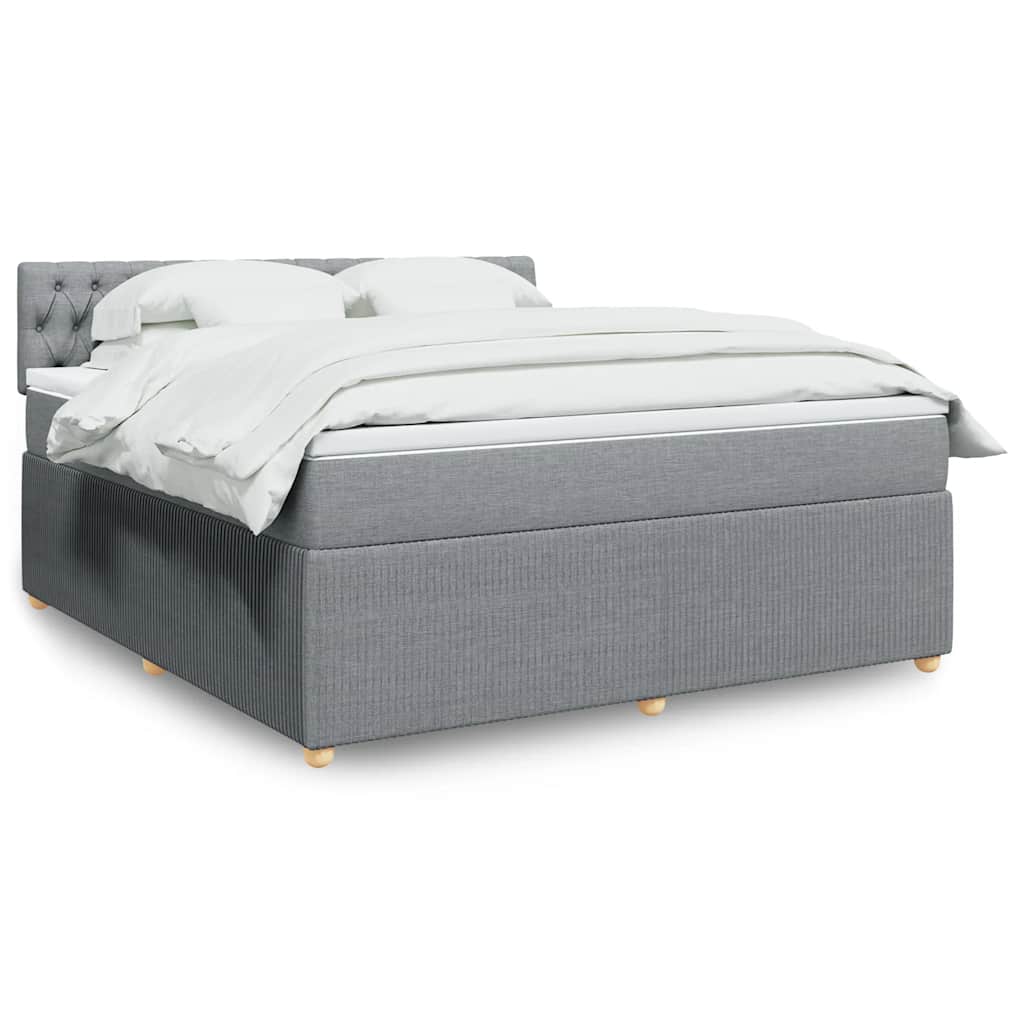 Boxspringbett Mit Matratze Stoff Hellgrau