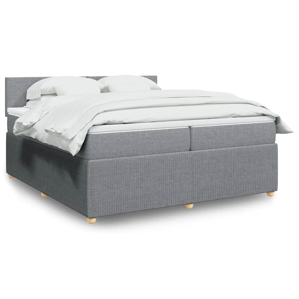 Boxspringbett Mit Matratze Stoff Hellgrau