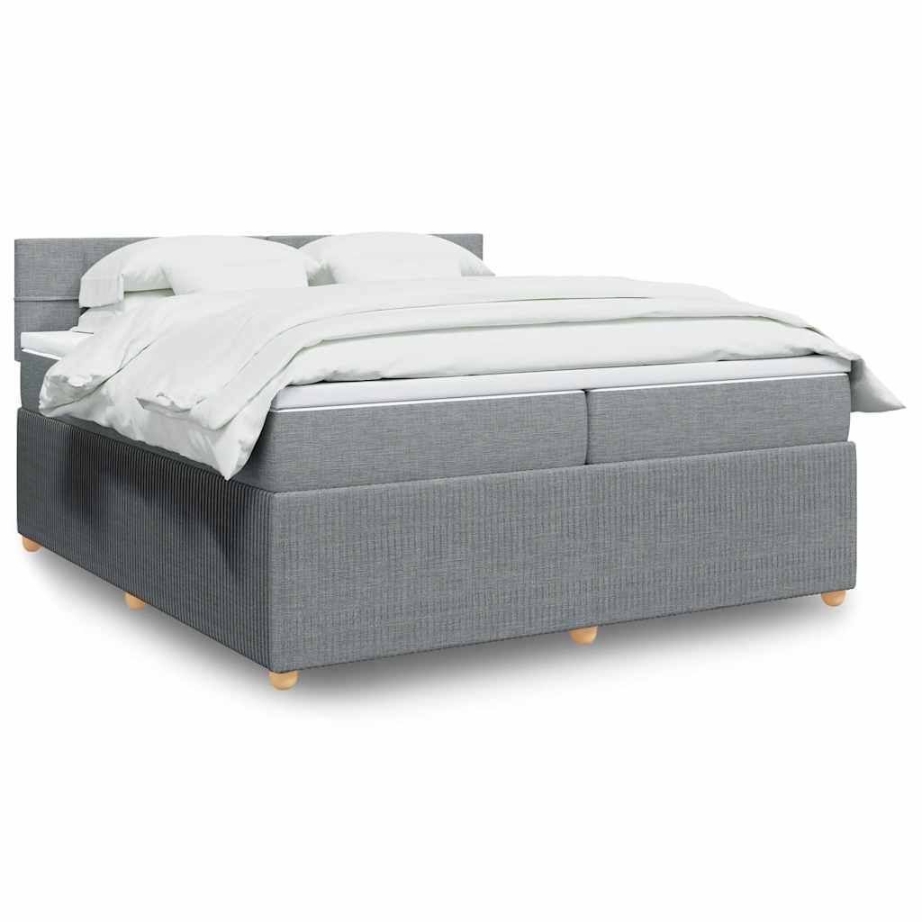 Boxspringbett Mit Matratze Stoff Hellgrau